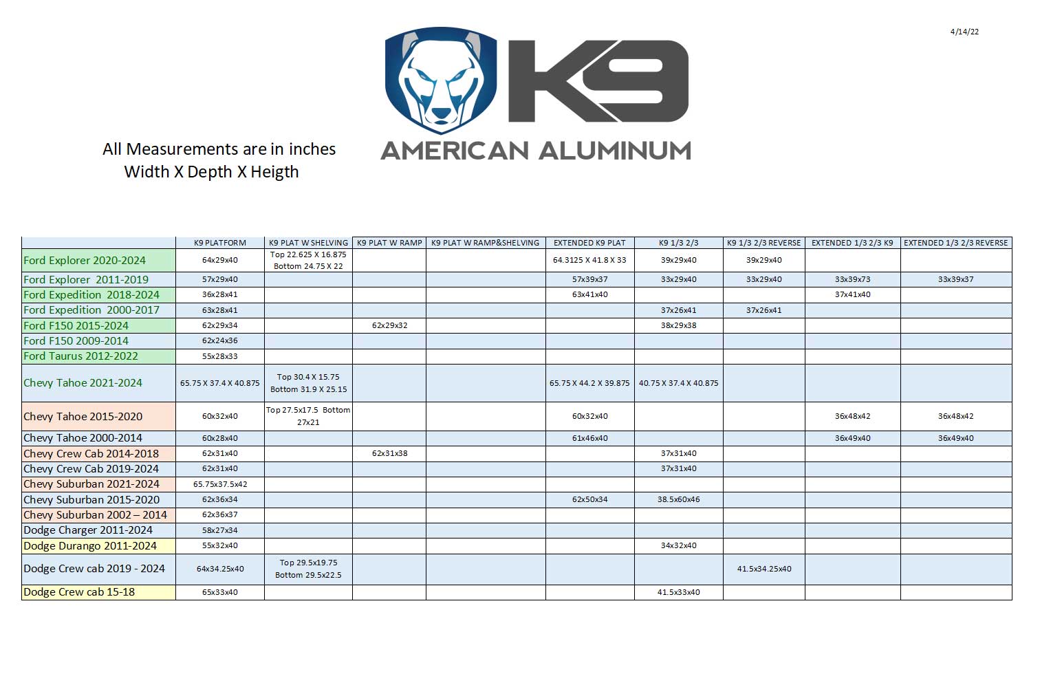 Download K9 Units List